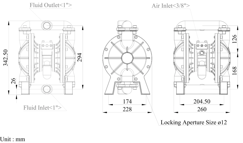 迪晟 1 英吋 不鏽鋼氣動式雙隔膜泵浦2