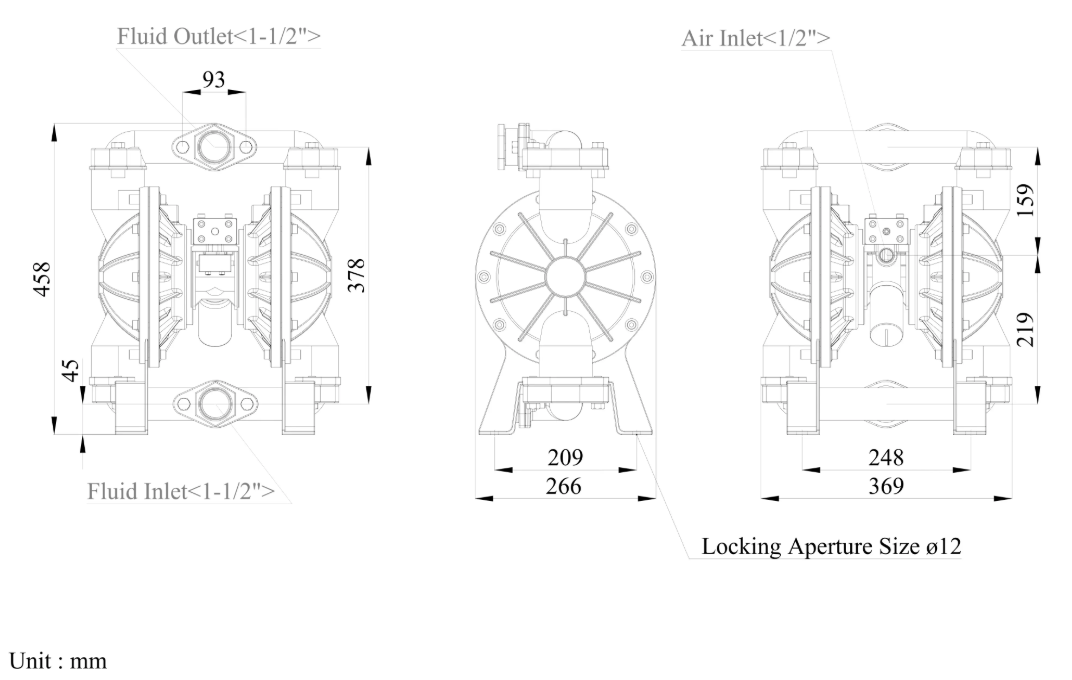 1.5 英吋 不鏽鋼氣動式雙隔膜泵浦