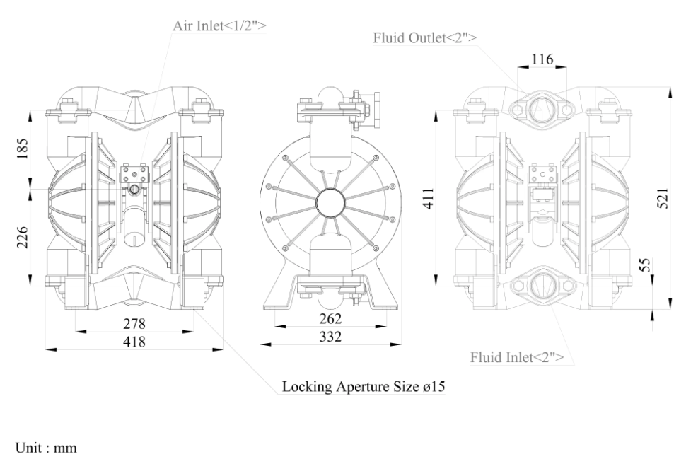 迪晟 2 英吋 不鏽鋼氣動式雙隔膜泵浦