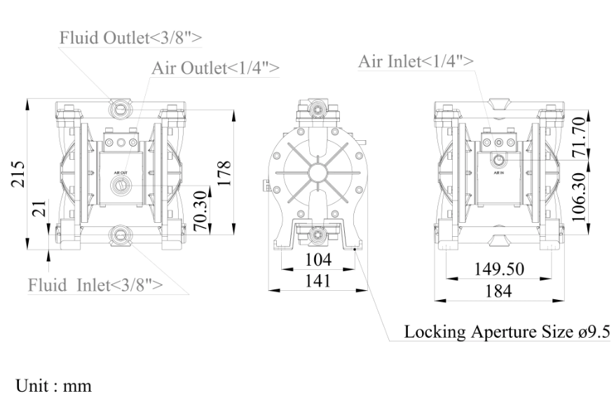 迪晟 1/2 英吋 鋁合金氣動隔膜泵浦2