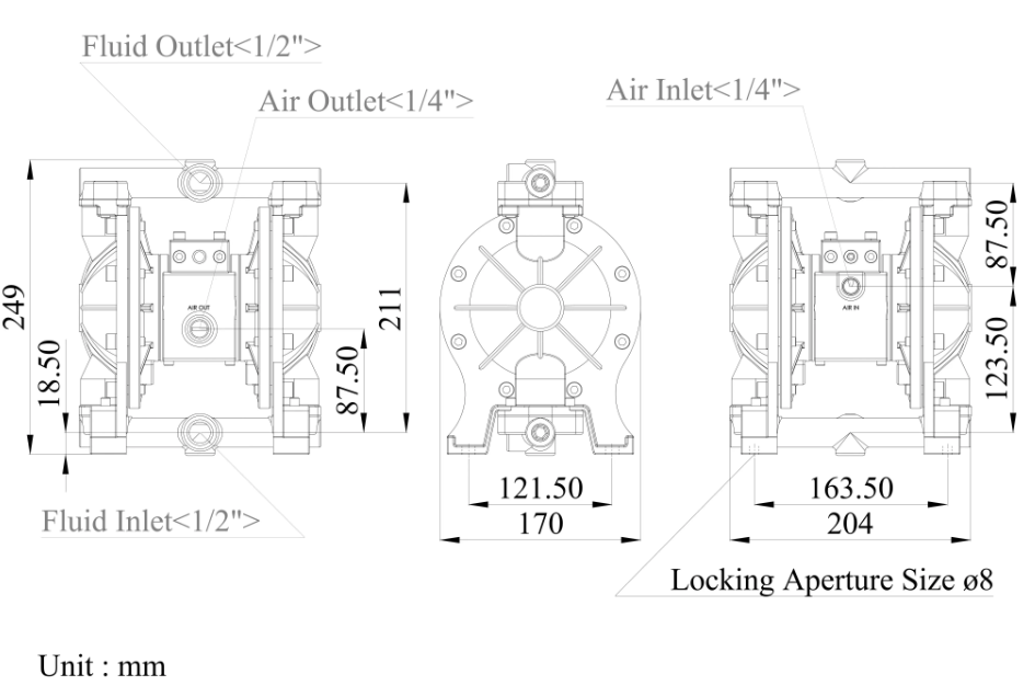1/2 英吋 鋁合金氣動隔膜泵浦2