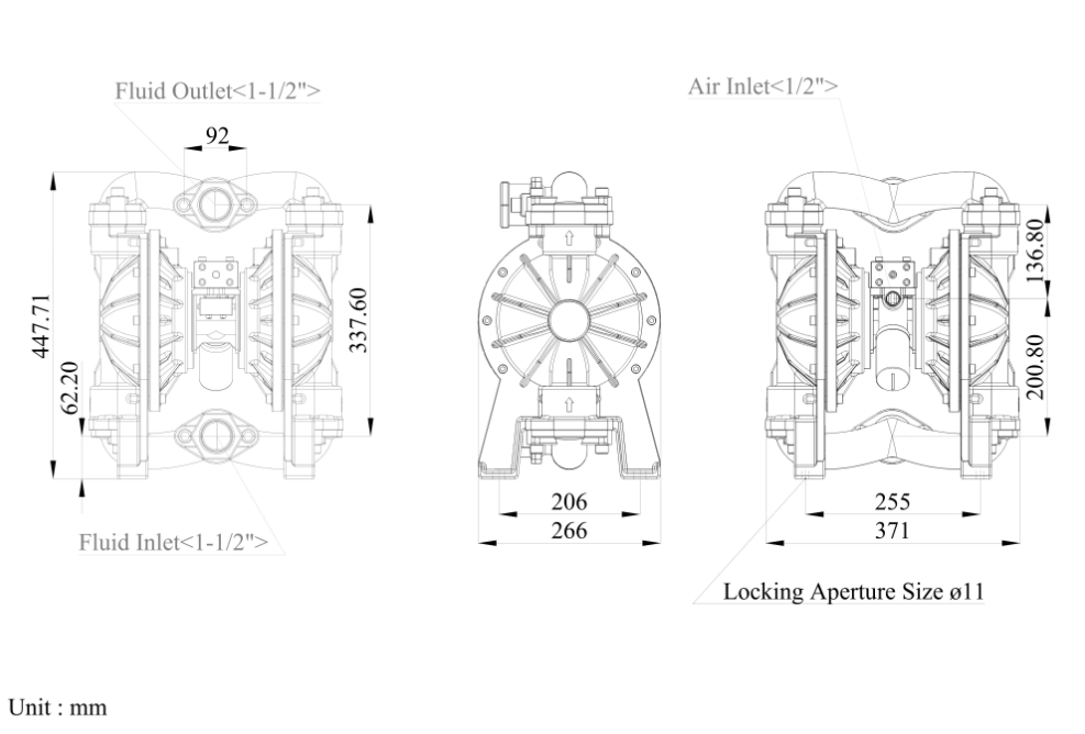 迪晟 1.5英吋 鋁合金氣動式雙隔膜泵浦2